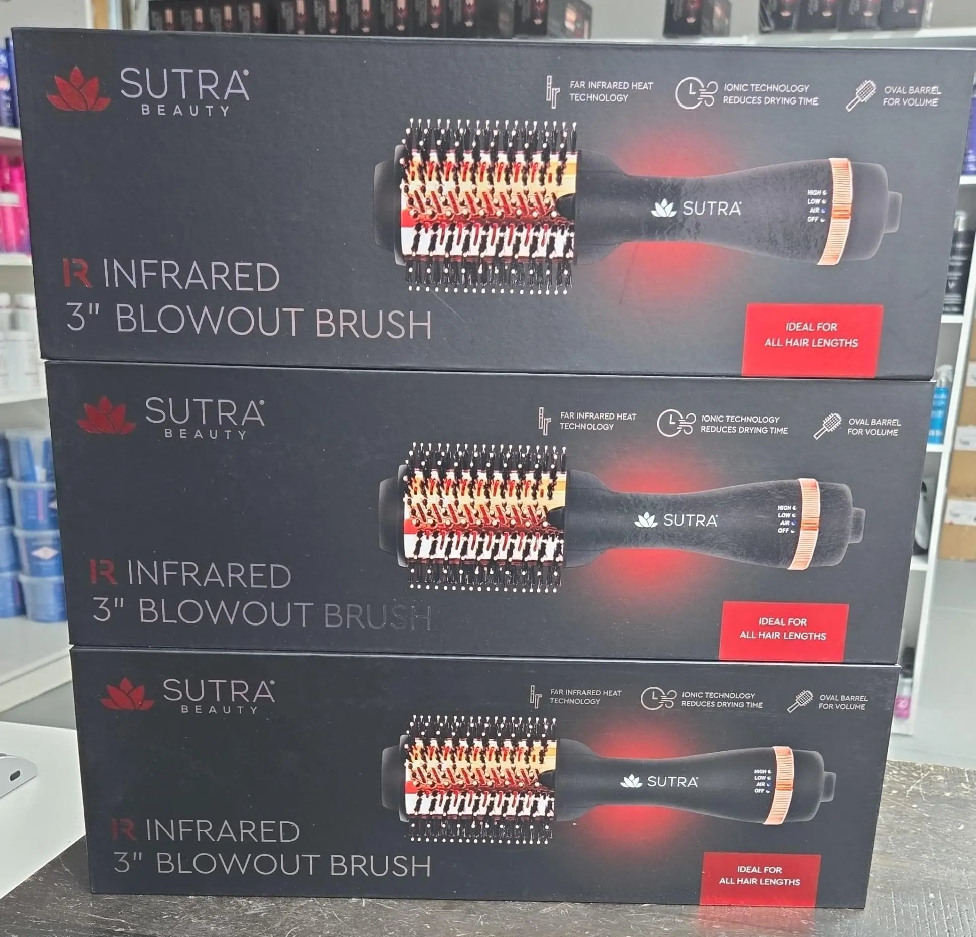 SUTRA IR Infrared Blowout Brush 3 Inch - Cepillo Secador Infrarojo De 3 Pulgadas for Hair Styling Straightening Bristle Straightening Comb